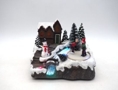 Giostrina carillon con pista ghiacciata rotante con luci musica e movimento 14x14 cm