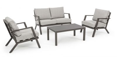 Bizzotto Set salottino Harley per giardino divano poltrone e tavolino arredamento da esterno 4 pezzi 
