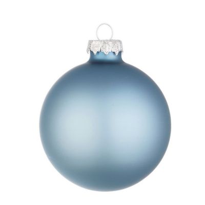 Palline per albero di natale in vetro azzurro opaco tinta unita un pezzo 10 cm