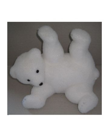 Orso Polare Bianco sdraiato in Polistirolo 25 cm divertente addobbo natalizio 