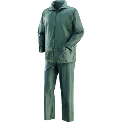 Completo giacca e pantalone in poliestere, spalmato internamente in PVC VERDE XXL