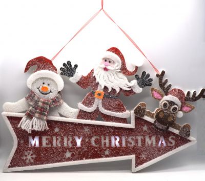 Dietroporta ovatta freccia rossa con soggetto natalizio tre figure