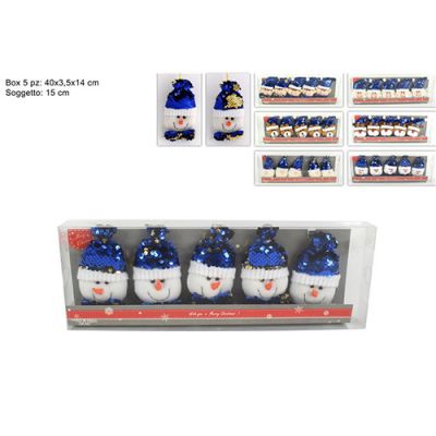 Pupazzetti natalizi blu glitterato Babbo Natale blu 