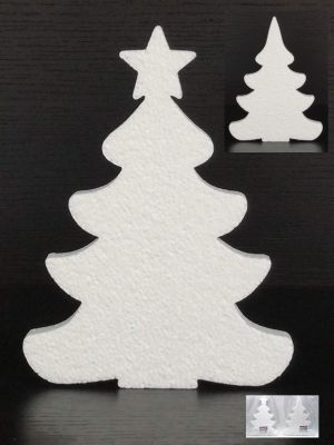 Sagoma di albero di Natale abete in polistirolo bianco h 107 cm  con stella o senza