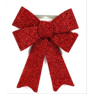 fiocco grande rosso glitterato 43 cm addobbi e decorazioni