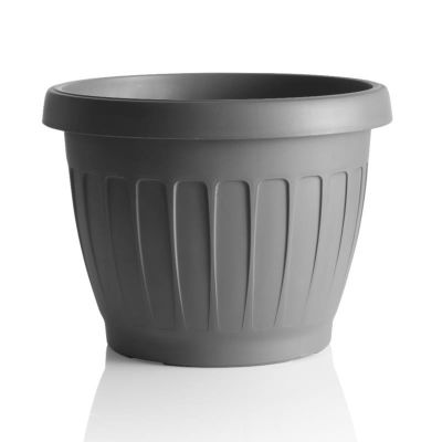 Bama vaso da giardino tondo "TERRA" in plastica 40 cm grigio