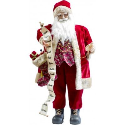 Babbo Natale con Musica e Movimento 90 cm Con Orologio e Pergamena