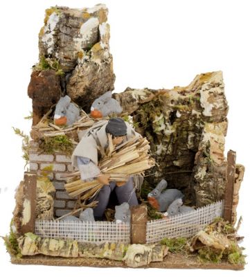 PASTORE ALLEVATORE CONIGLI IN MOVIMENTO 17X17 cm