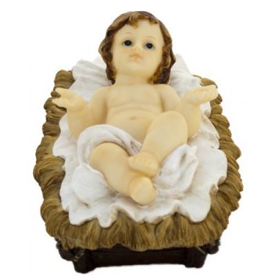 Gesù Bambino con culla Statuetta Resina cm 9
