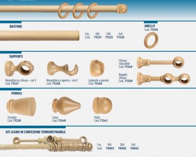 Supporto chiuso riducibile in legno naturale Ø 28 mm