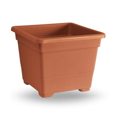 Vaso da giardino quadrato in plastica 32 cm terracotta