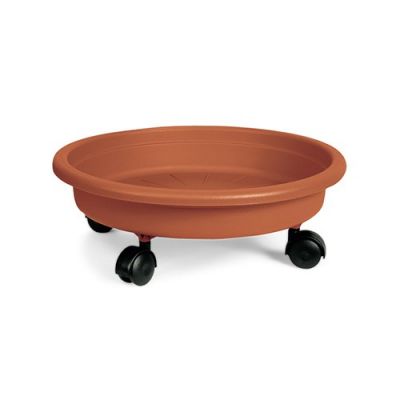 SOTTOVASO VASO DA GIARDINO CON RUOTE COLOR TERRACOTTA