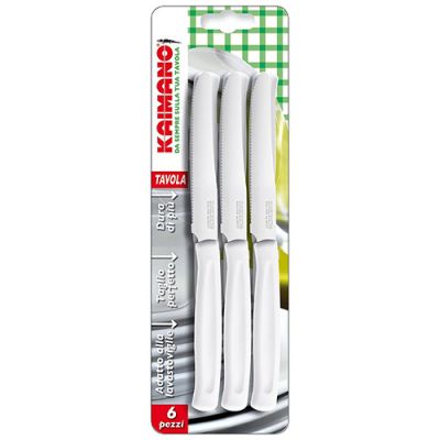 Set Coltelli da Tavola 6 Pezzi Manico Bianco