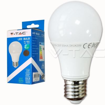 V-TAC Lampadina LED 10W 806Lm Base E27 - Luce Calda 2700K [Classe di efficienza energetica A+]
