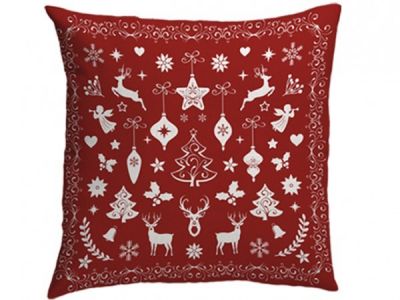 CUSCINO ARREDO ROSSO CON DECORI 40 X 40 CM