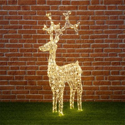 Renna natalizia di cristalli acrilico acp 100 led bianco caldo luce Fissa 24V H 70cm