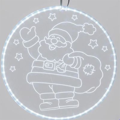 Disco di Babbo natale luminoso effetto con led bianco addobbi natalizi per esterno