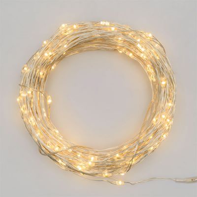 Illuminazione 200 microled bianco caldo 1,5mm controller integrato 8g nel trasformatore esterno cavo metal rame 4+10m