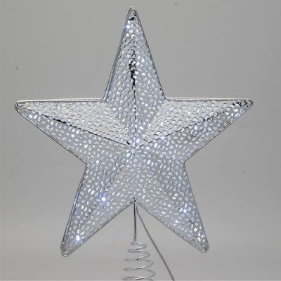 Puntale Stella D. 25m 23 Microled bianco argento a Batteria luci di Natale