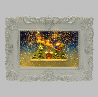 Quadro con babbo natale luminoso a led bianco caldo