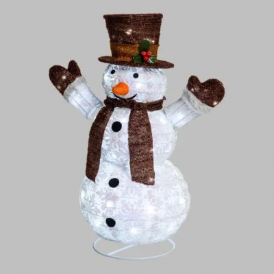 Pupazzo di neve h 60 led ripiegabile e salvaspazio per decorazioni natalizie