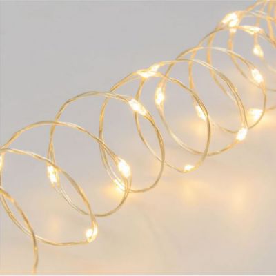 Catena lineare 14m 140 microled bianco caldo D . 1,5mm luce fissa a batteria luci di Natale