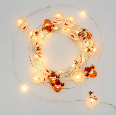 Catena di luci micro led con decorazione Babbo renna e pupazzi bianco caldo
