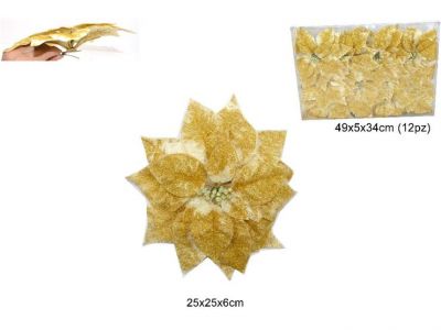 stella di Natale colore oro  pinzettata addobbo per albero o decorazioni 25cm