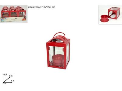 lanterna porta candela rossa 8,5cm