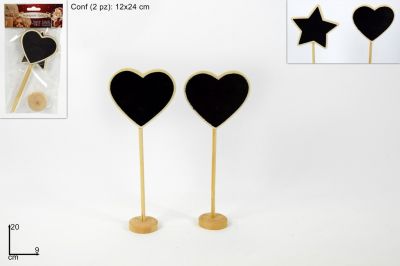 Segnaposto lavagnetta a cuore e stella 2Pz