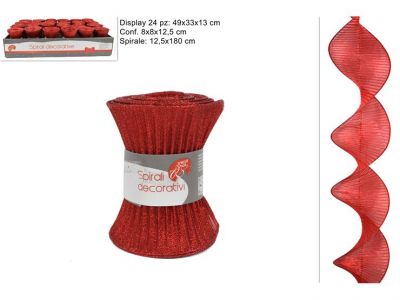 Decorazione tessuto spirale 12,5 cm rosso decorazioni natalizie