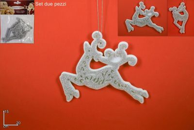 Appendini Feltro Renna Bianco e argento 15 CM