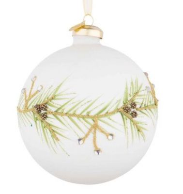 Sfera o palla natalizia Bizzotto decorazione per Albero di Natale Vetro 8cm Bianco