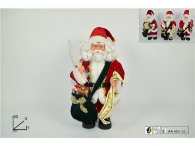 Babbo Natale con strumento musicale con batterie suoni e movimento 33cm