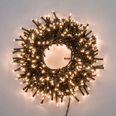 Catena luminosa per esterno 360 Miniled Bianco caldo cavo verde con controller con timer 