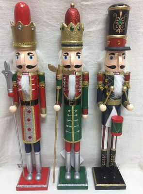 Soldato soldatino di Natale schiaccianoci in legno 50 cm decorazioni natalizie 
