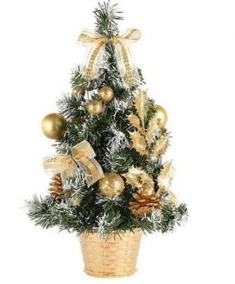 Albero di Natale artificiale da tavolo decorato h 40 cm Oro