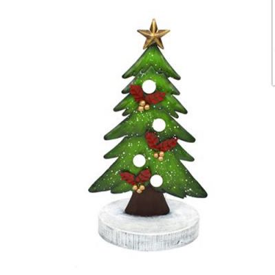 Albero di Natale in latta con luci decorazioni natalizie