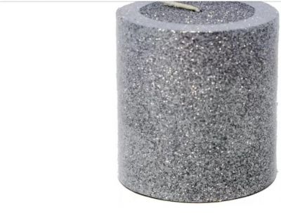 candela o moccola colore argento glitterata 7 cm
