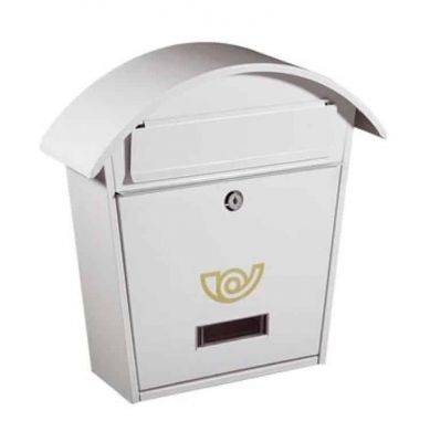 Porta lettere Cassetta della Posta con tettuccio chalet 25x10,5xh37 cm Bianco cassetta postale 