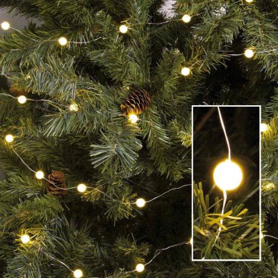  Catena decorata 100 mini sfere bianco caldo per albero di natale 