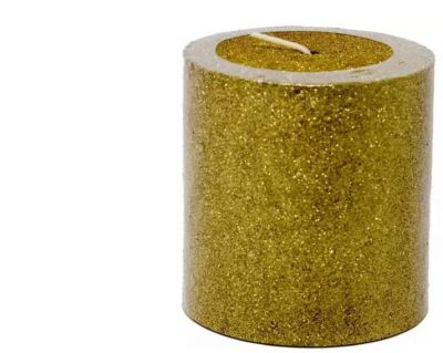 candela glitterata colore oro 7x7 cm 