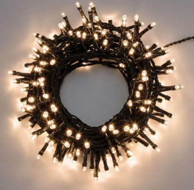 Catena 200 luci led bianco caldo luce fissa da esterno o interno per presepe o albero Natale