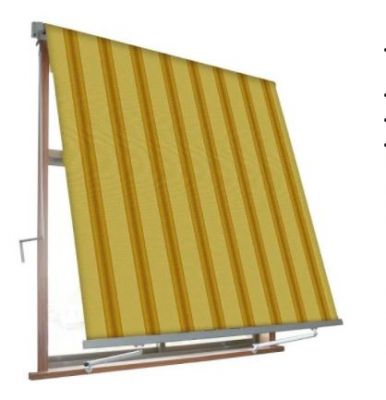 Tenda da sole 250 cm x 250 cm gialla e beige a caduta avvolgibile con braccetti per esterno