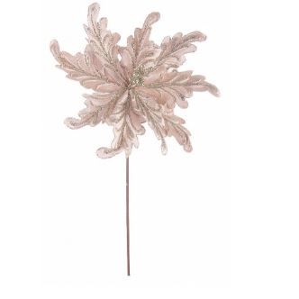 Fiore champagne rosa artificiale per decorazione natalizia 32 cm