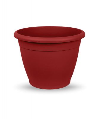 Vaso in plastica rotondo da giardino diametro 18 cm rosso mattone 