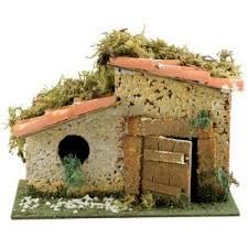 Casa sughero con tegole cm 19x9,5 ambientazione per presepe 