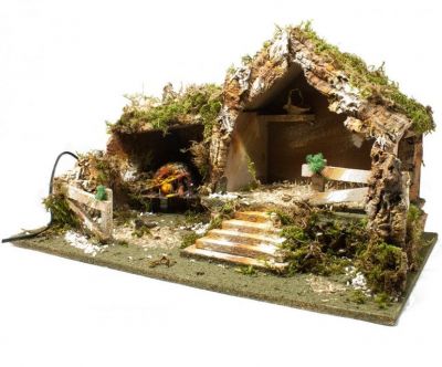 Grotta presepe con steccato e forno funzionante pezzi per presepe 60cm