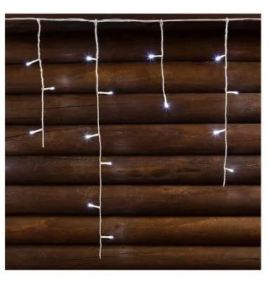 Tenda a cascata di luci natalizie bianco freddo 180 led D. 5 mm memory controller 8 giochi di luce uso esterno cavo in gomma bianco