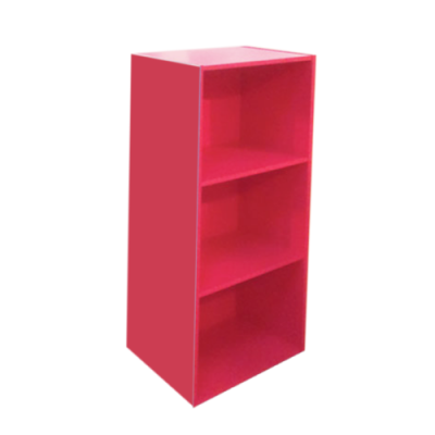 Libreria componibile colorata 3 ripiani in legno rosa magenta per ufficio o cameretta 